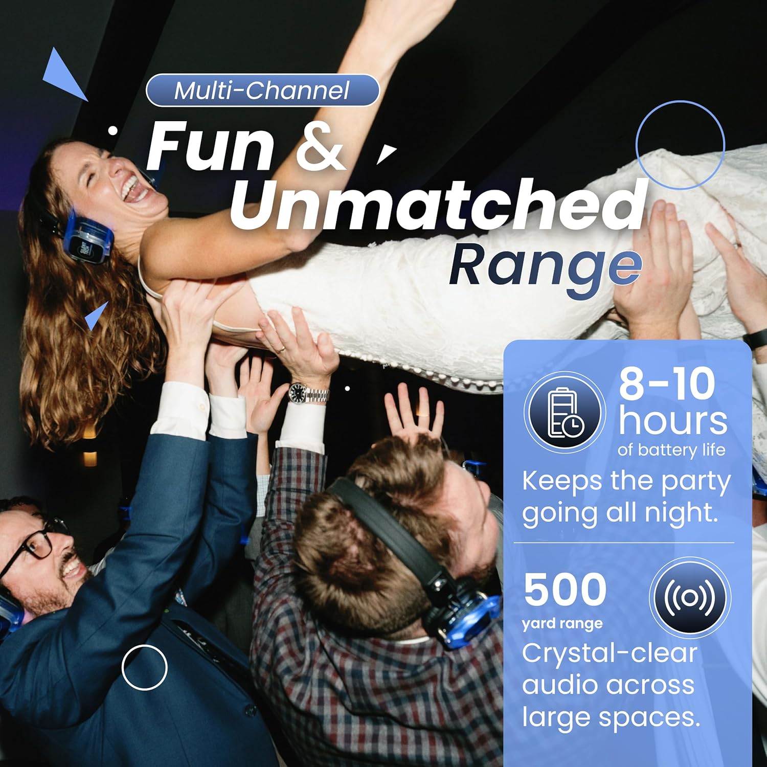 Silent Disco in a Box – 50 LED Wireless Headphones + 3-Channel Transmitters