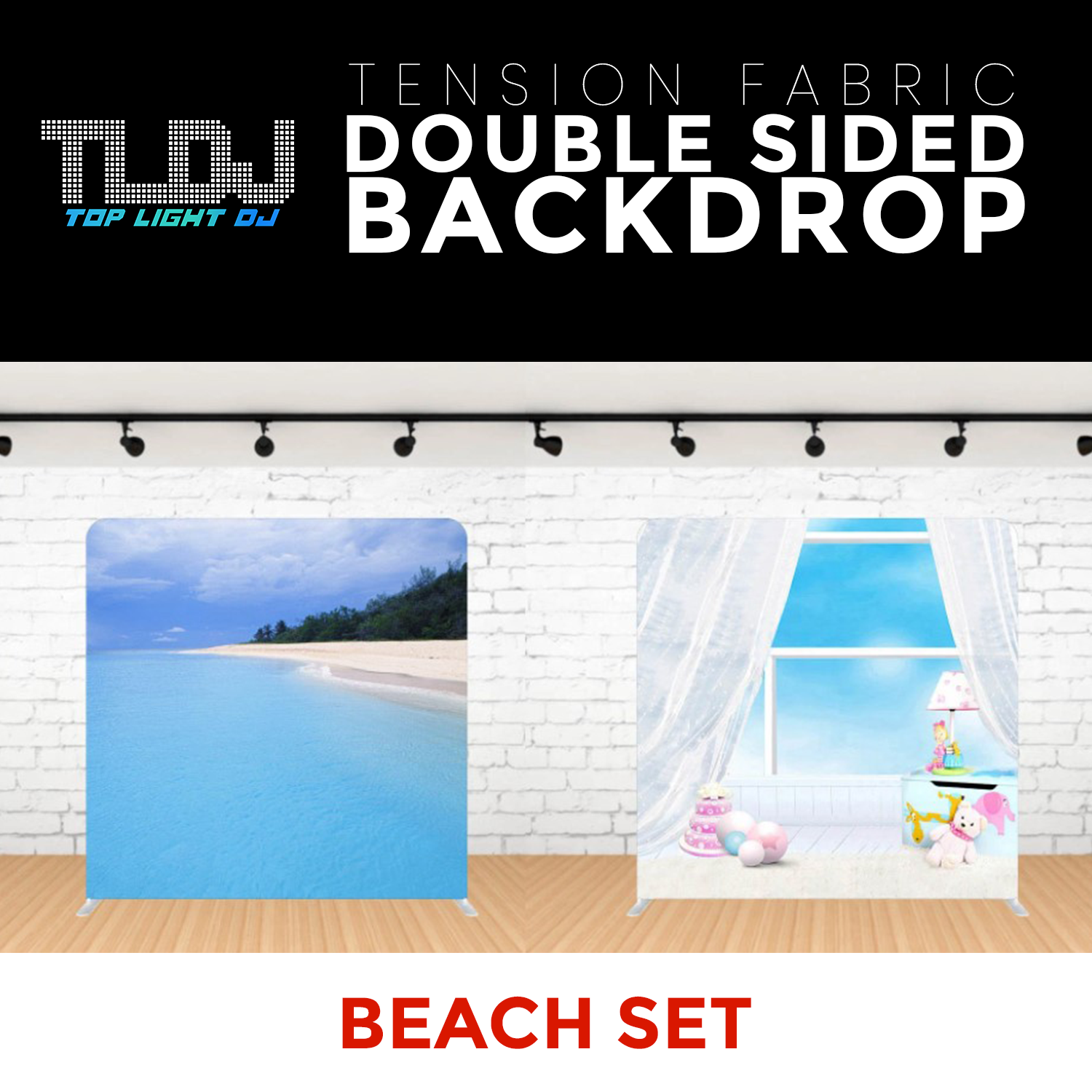 Beach Set Double Sided Tension Fabric Photo Booth Backdrop