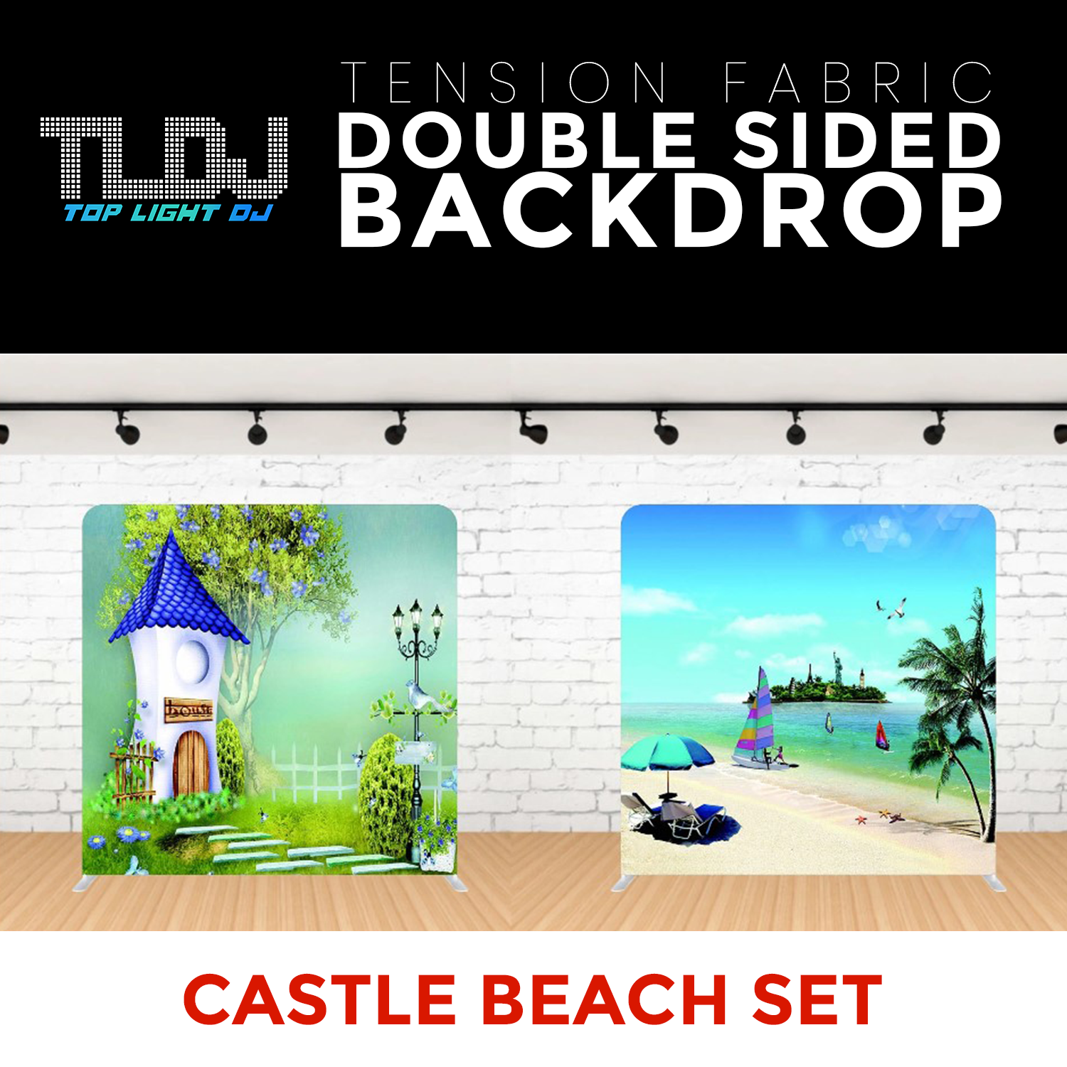 Castle Beach Set Double Sided Tension Fabric Photo Booth Backdrop