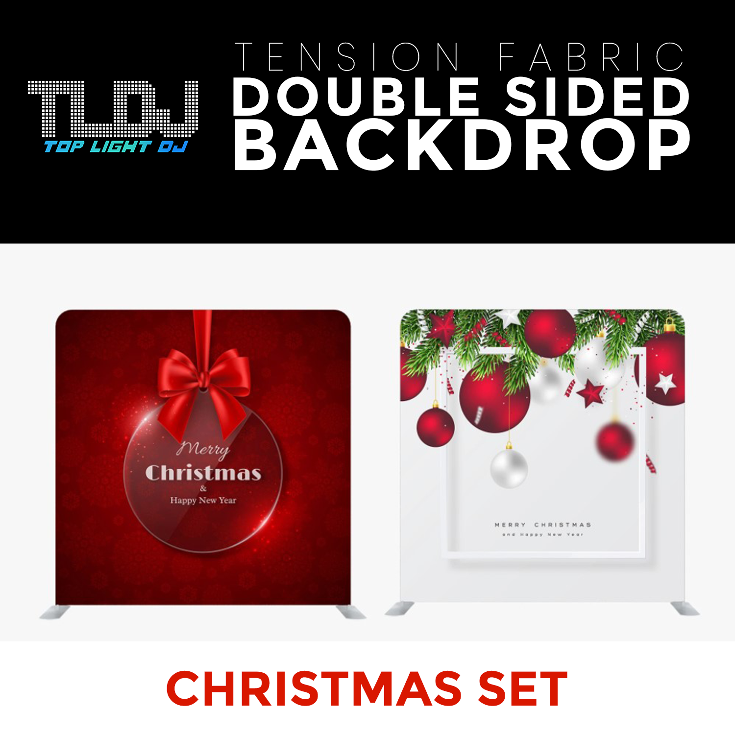 Christmas Set-2 Double Sided Tension Fabric Photo Booth Backdrop