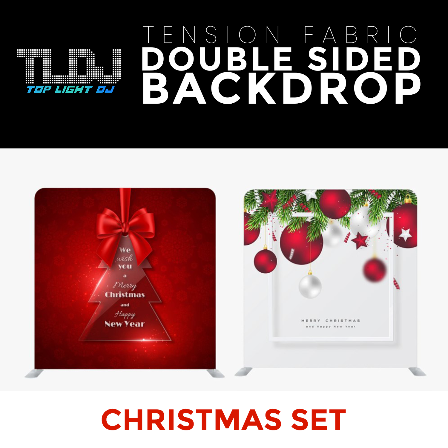 Christmas Set-3 Double Sided Tension Fabric Photo Booth Backdrop