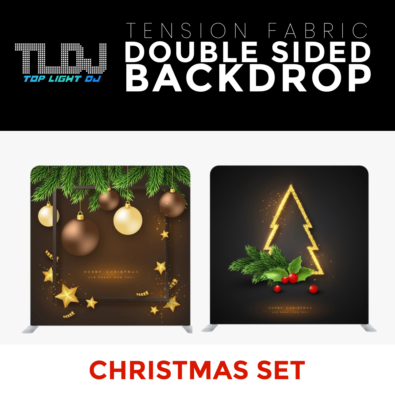 Christmas Set-4 Double Sided Tension Fabric Photo Booth Backdrop