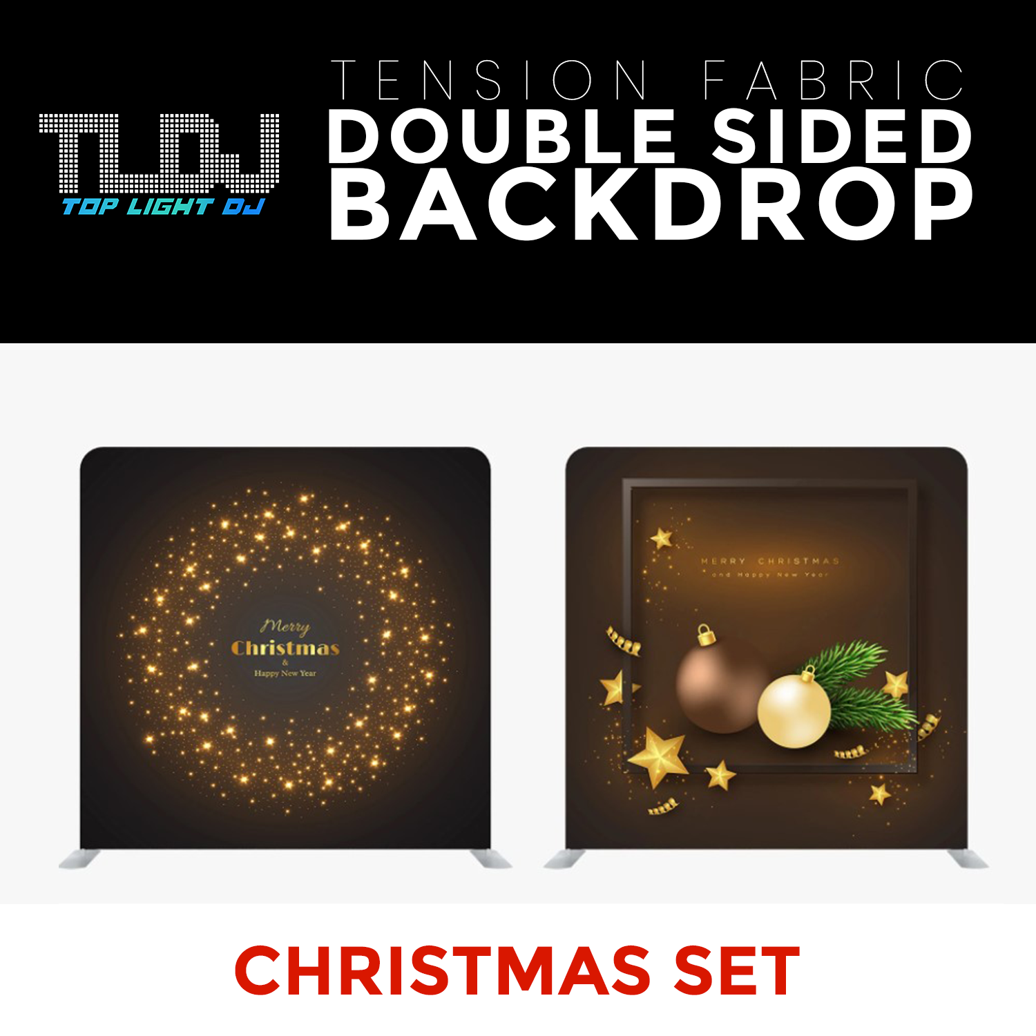 Christmas Set-5 Double Sided Tension Fabric Photo Booth Backdrop