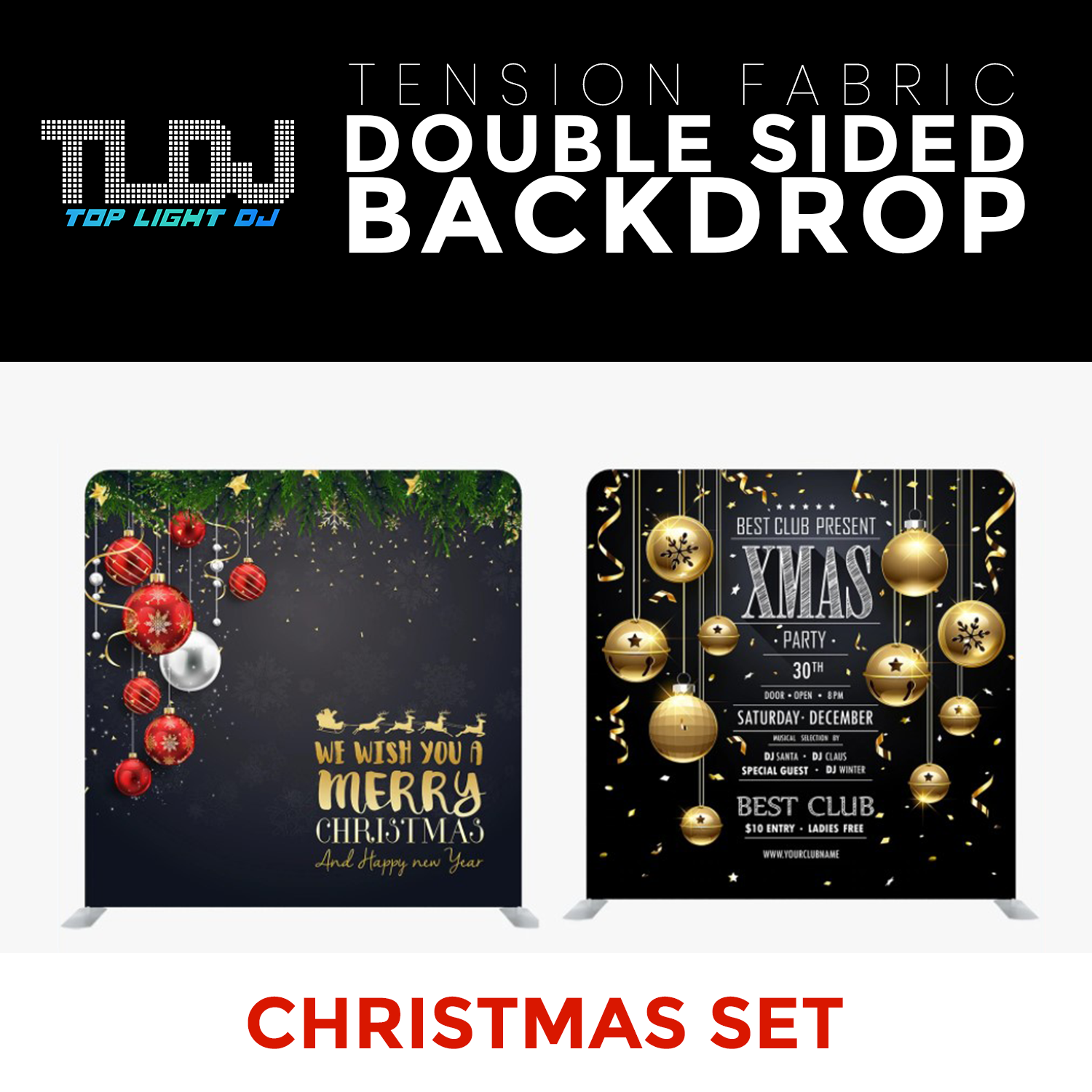 Christmas Set-8 Double Sided Tension Fabric Photo Booth Backdrop