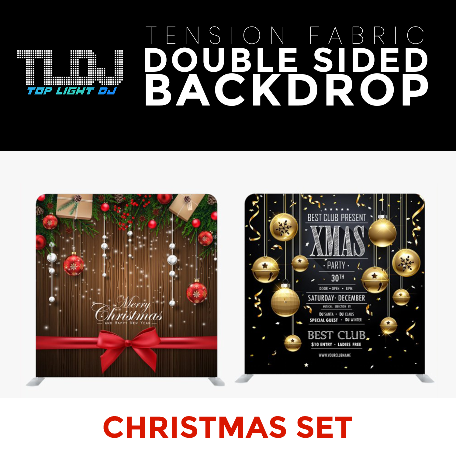 Christmas Set-9 Double Sided Tension Fabric Photo Booth Backdrop
