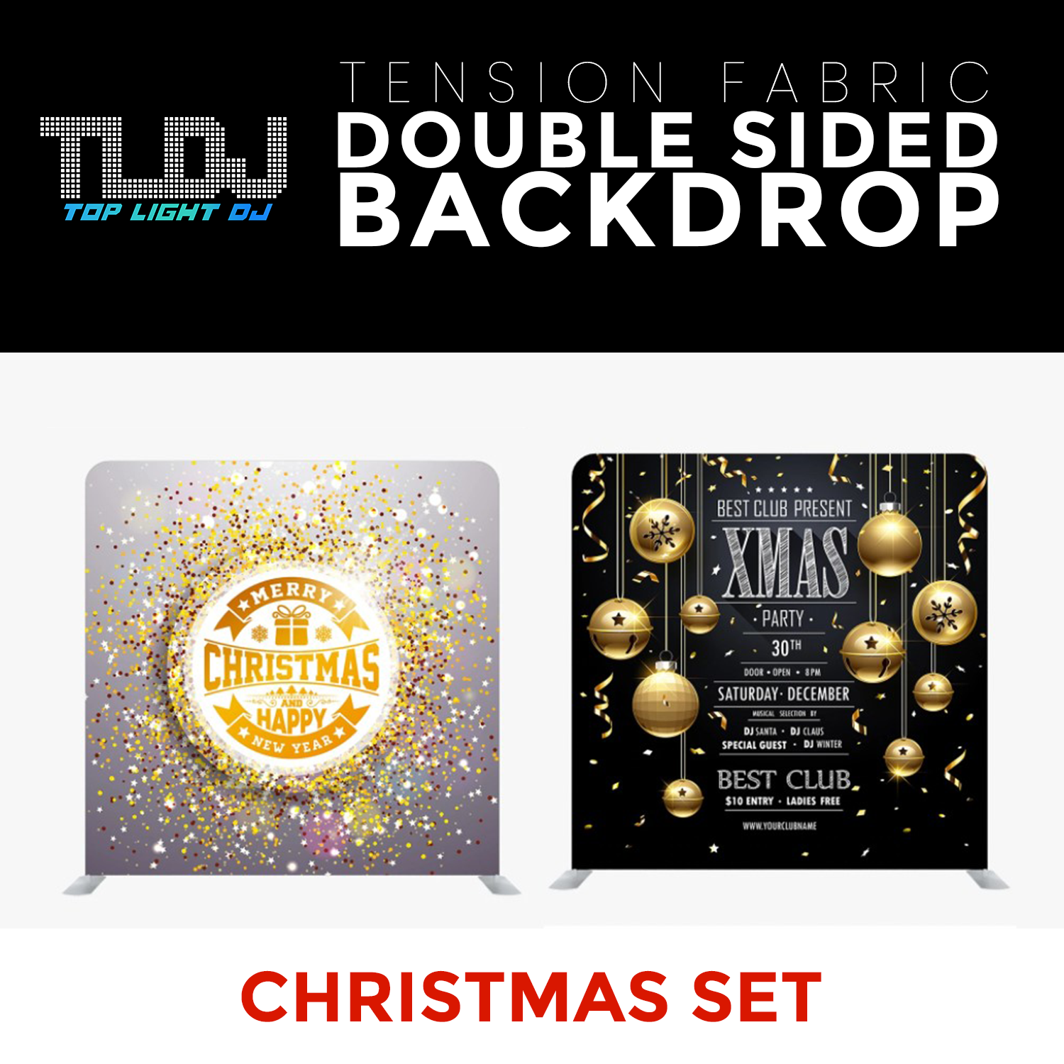 Christmas Set-12 Double Sided Tension Fabric Photo Booth Backdrop