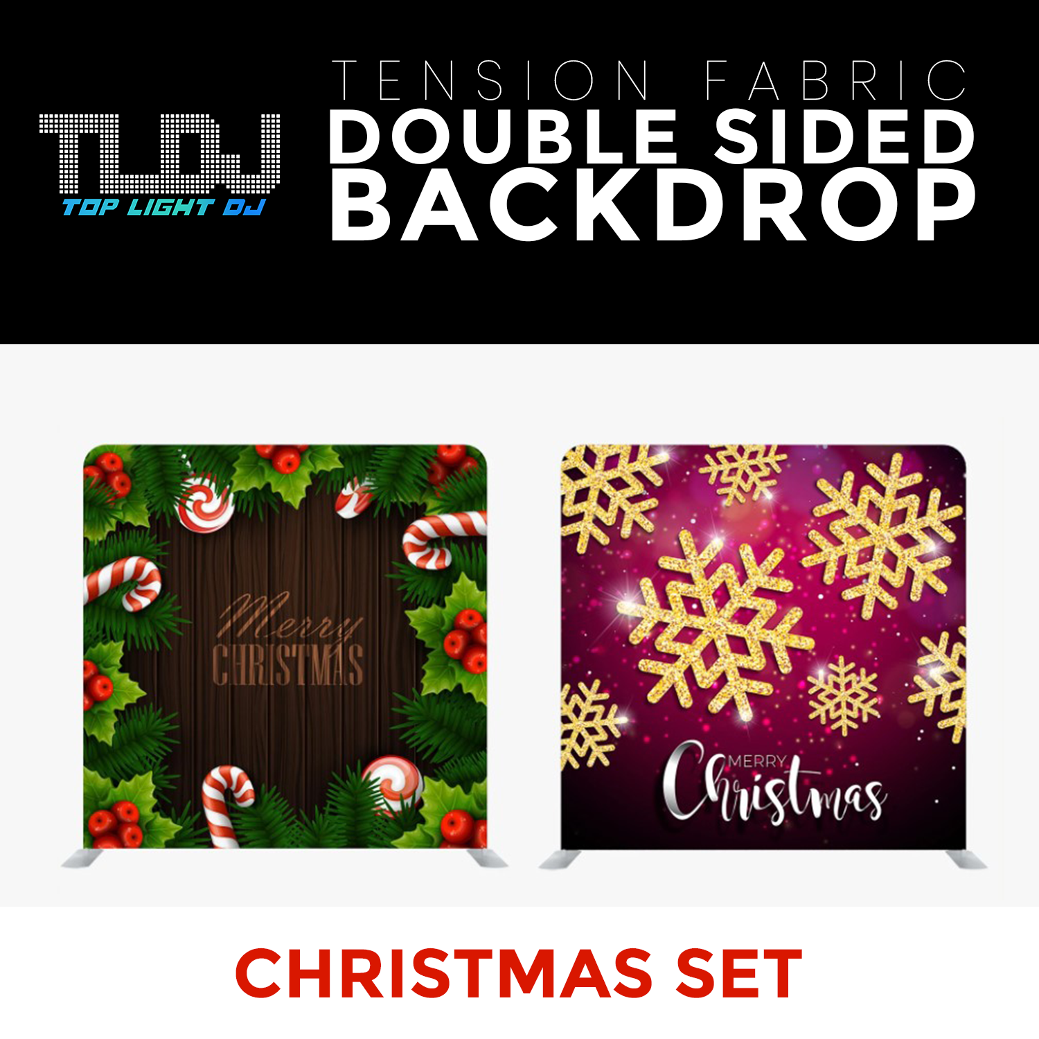 Christmas Set-47 Double Sided Tension Fabric Photo Booth Backdrop