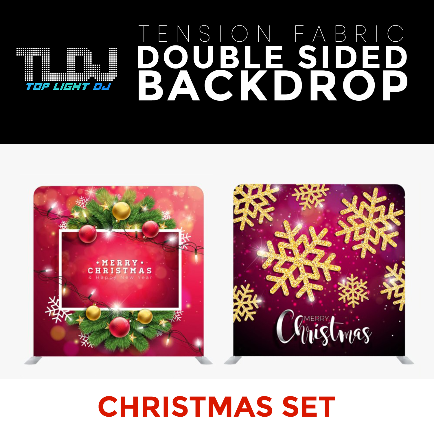 Christmas Set-48 Double Sided Tension Fabric Photo Booth Backdrop