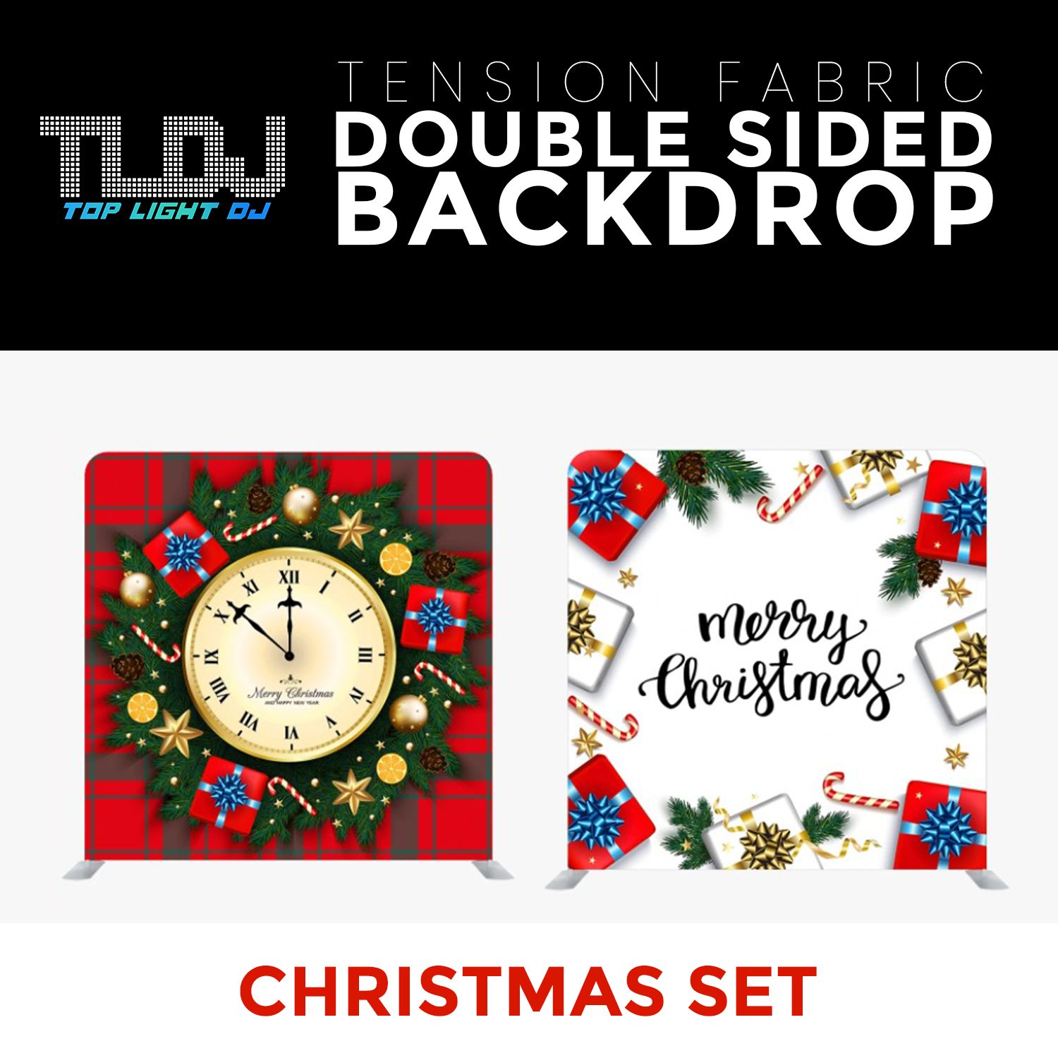 Christmas Set-61 Double Sided Tension Fabric Photo Booth Backdrop