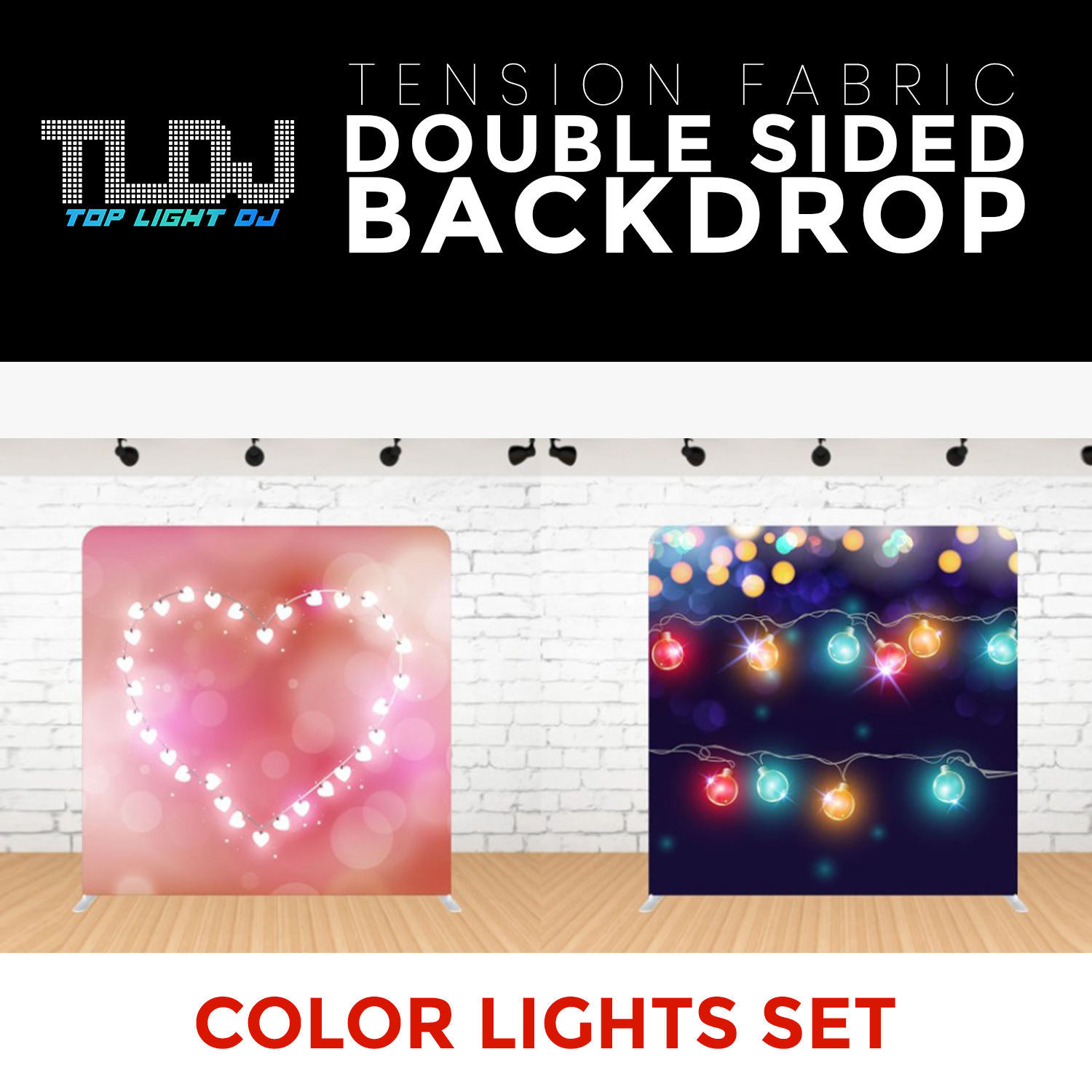 Color Lights Set-4 Double Sided Tension Fabric Photo Booth Backdrop