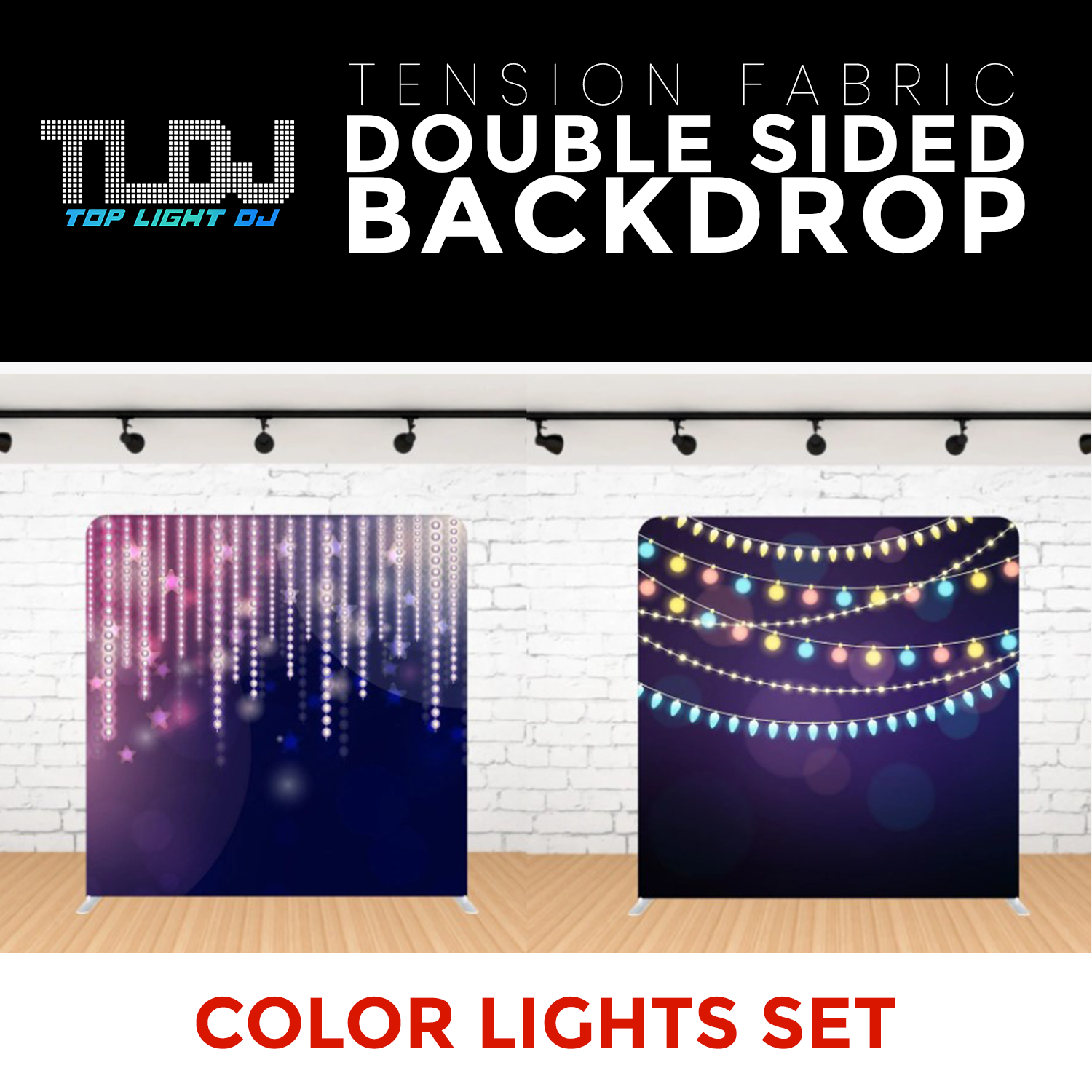 Color Lights Set-8 Double Sided Tension Fabric Photo Booth Backdrop