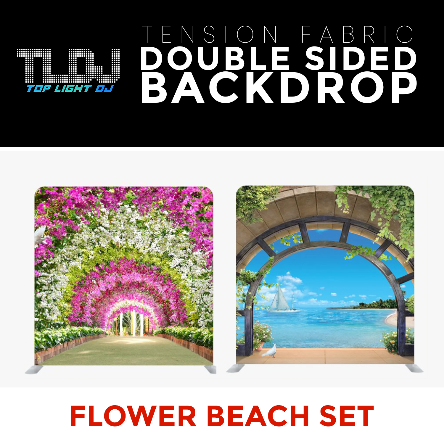 Flower Beach Set Double Sided Tension Fabric Photo Booth Backdrop