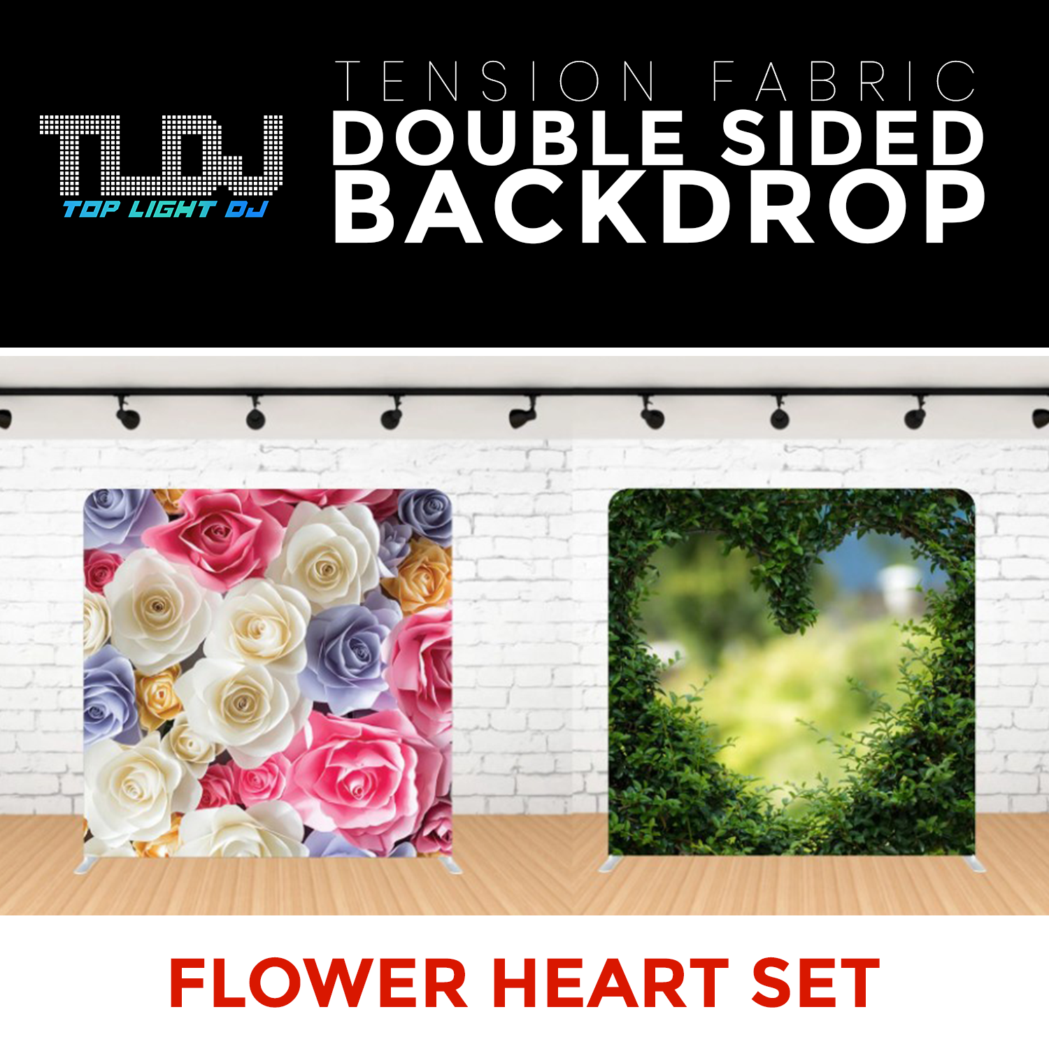 Flower Heart Set-1 Double Sided Tension Fabric Photo Booth Backdrop (Copy)