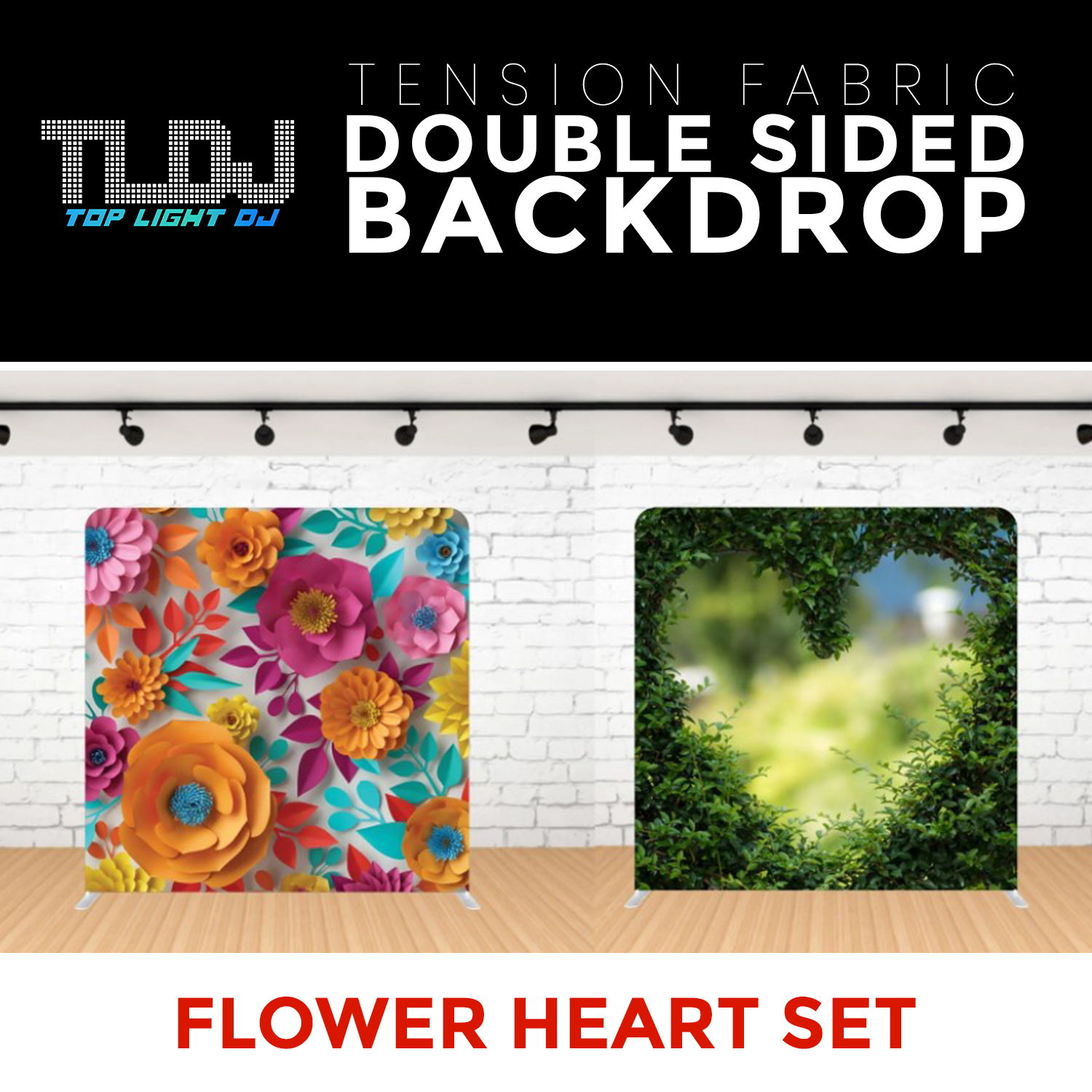 Flower Heart Set Double Sided Tension Fabric Photo Booth Backdrop