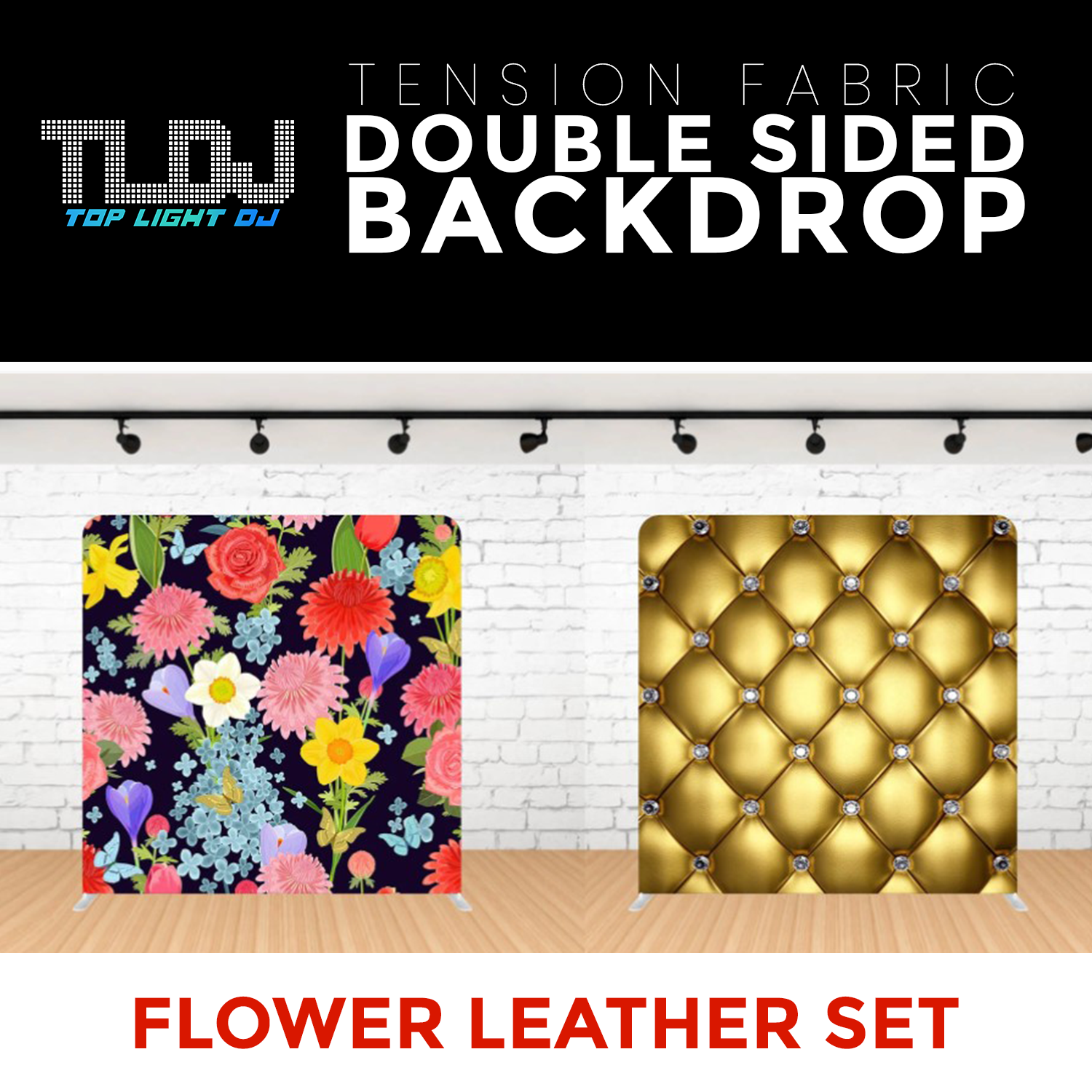 Flower Leather Set-2 Double Sided Tension Fabric Photo Booth Backdrop