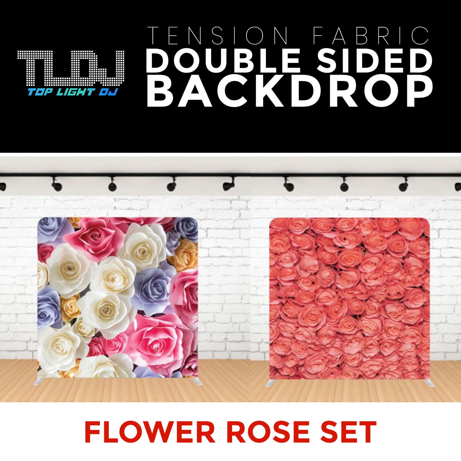 Flower Rose Set - Double Sided Tension Fabric Photo Booth Backdrop