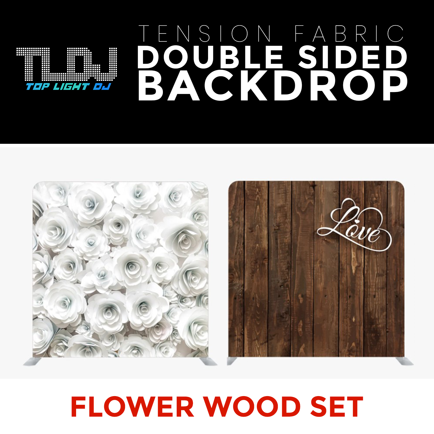 Flower Wood Set - Double Sided Tension Fabric Photo Booth Backdrop
