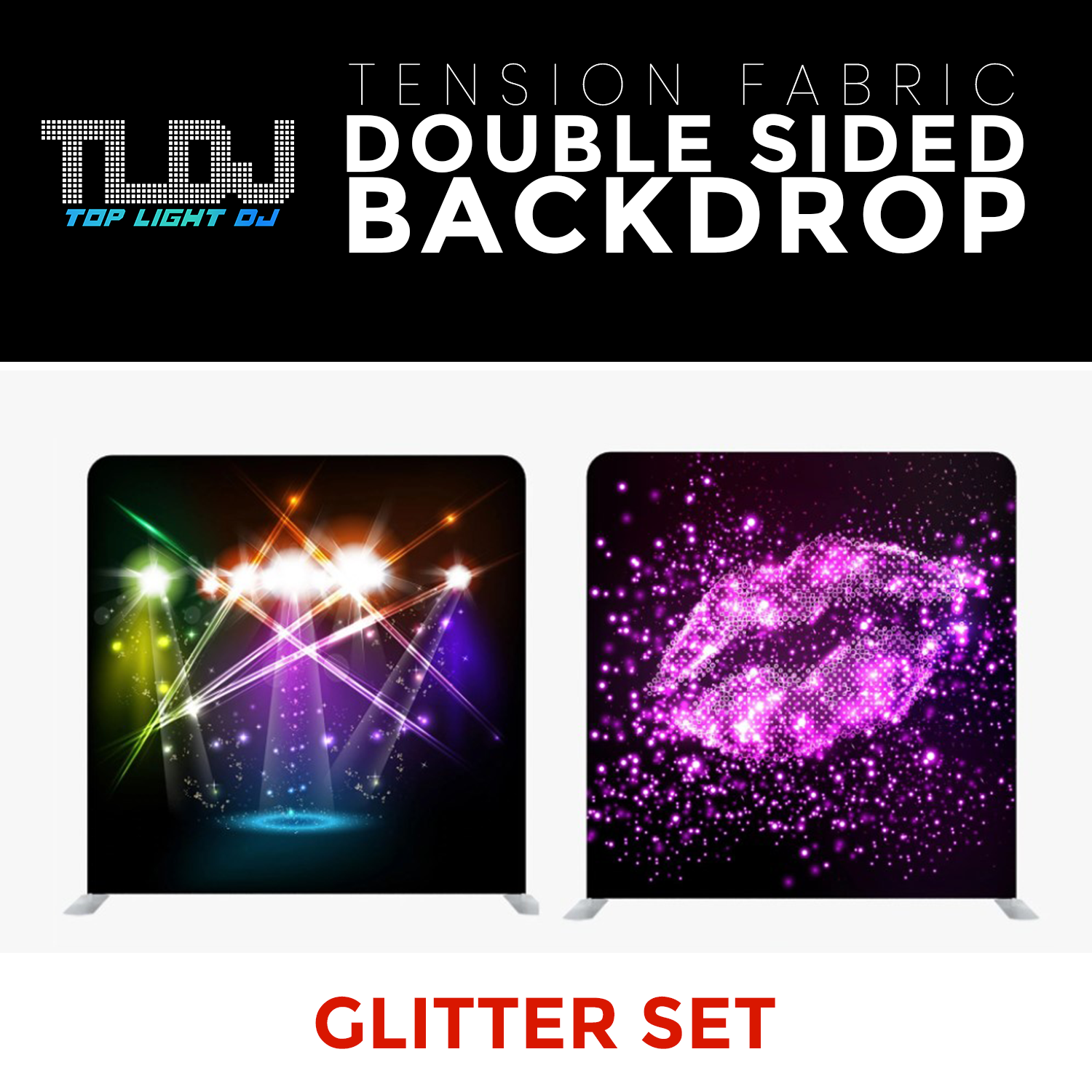 Glitter Set1 - Double Sided Tension Fabric Photo Booth Backdrop