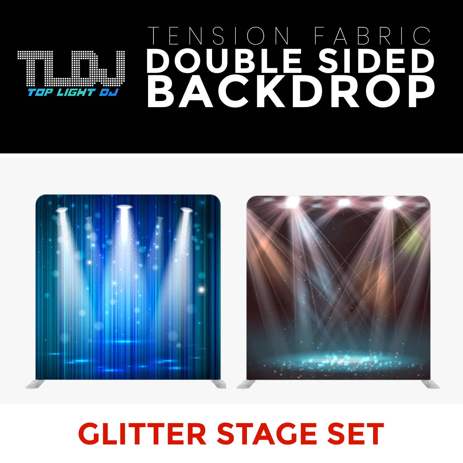 Glitter Stage Set - Double Sided Tension Fabric Photo Booth Backdrop