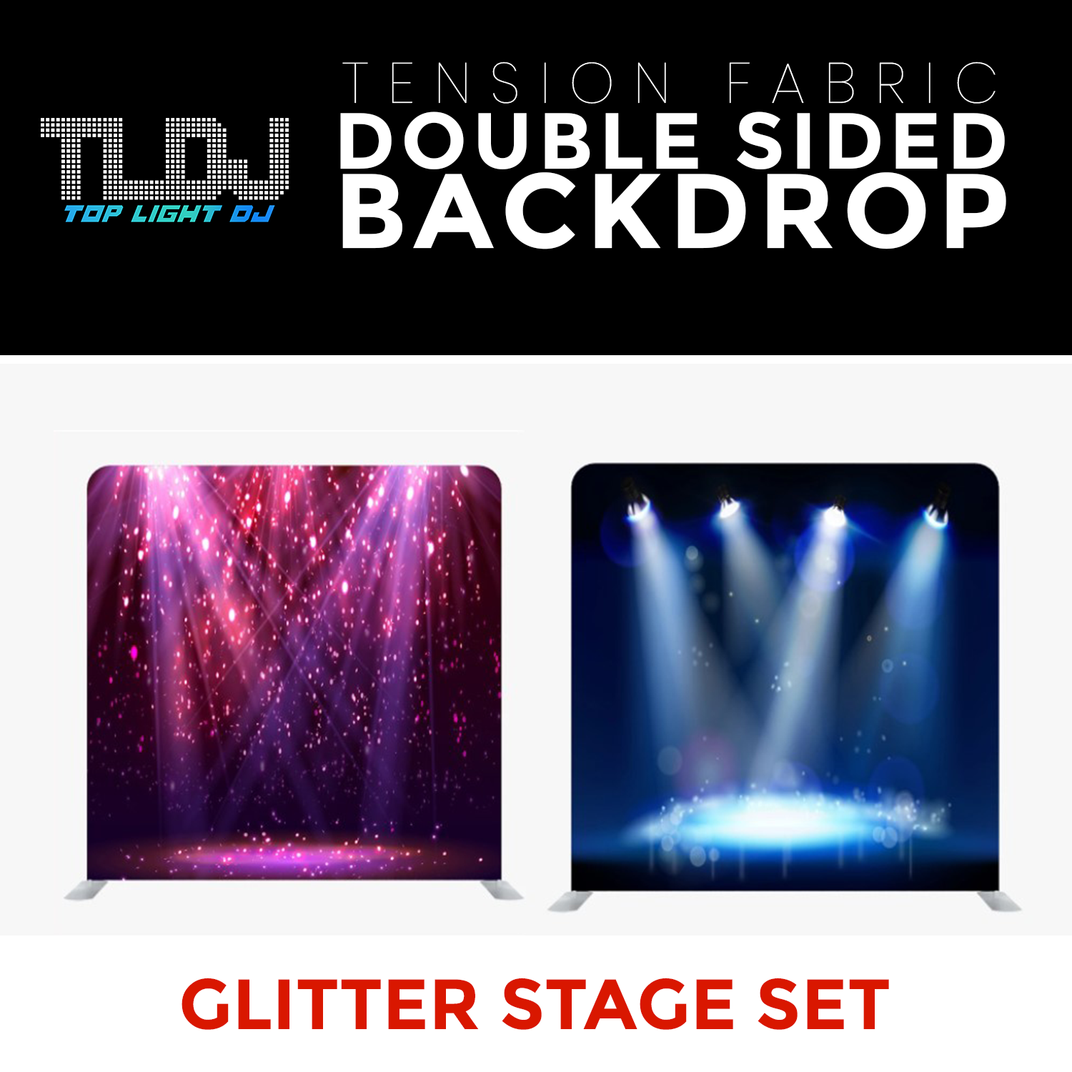 Glitter Stage Set8 - Double Sided Tension Fabric Photo Booth Backdrop