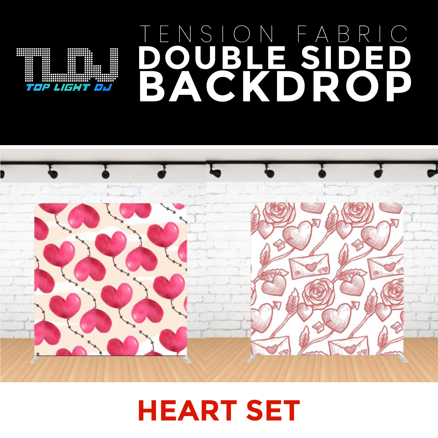 Heart Set - 2 Double Sided Tension Fabric Photo Booth Backdrop