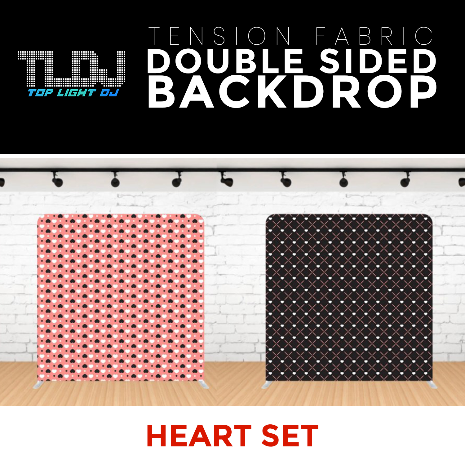 Heart Set - 3 Double Sided Tension Fabric Photo Booth Backdrop