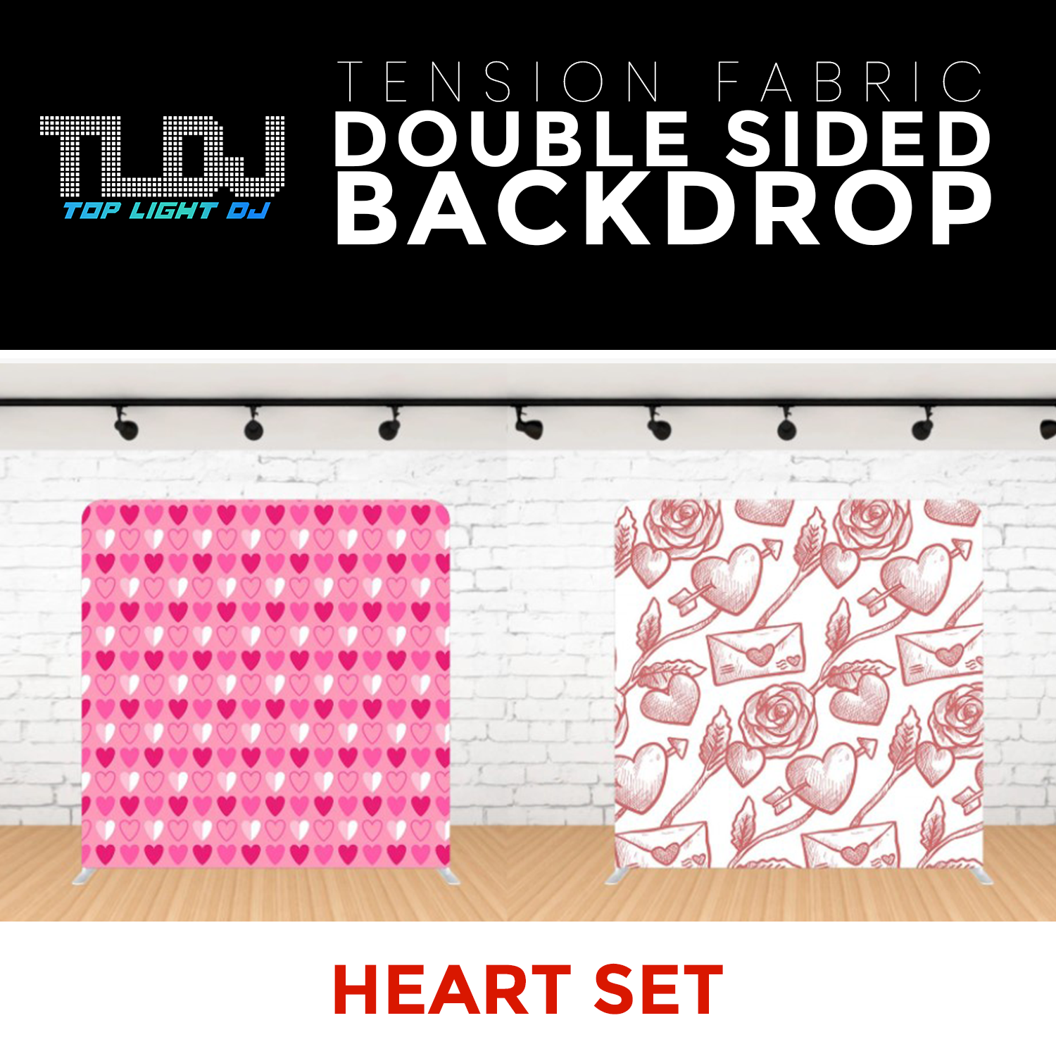 Heart Set - 4 Double Sided Tension Fabric Photo Booth Backdrop