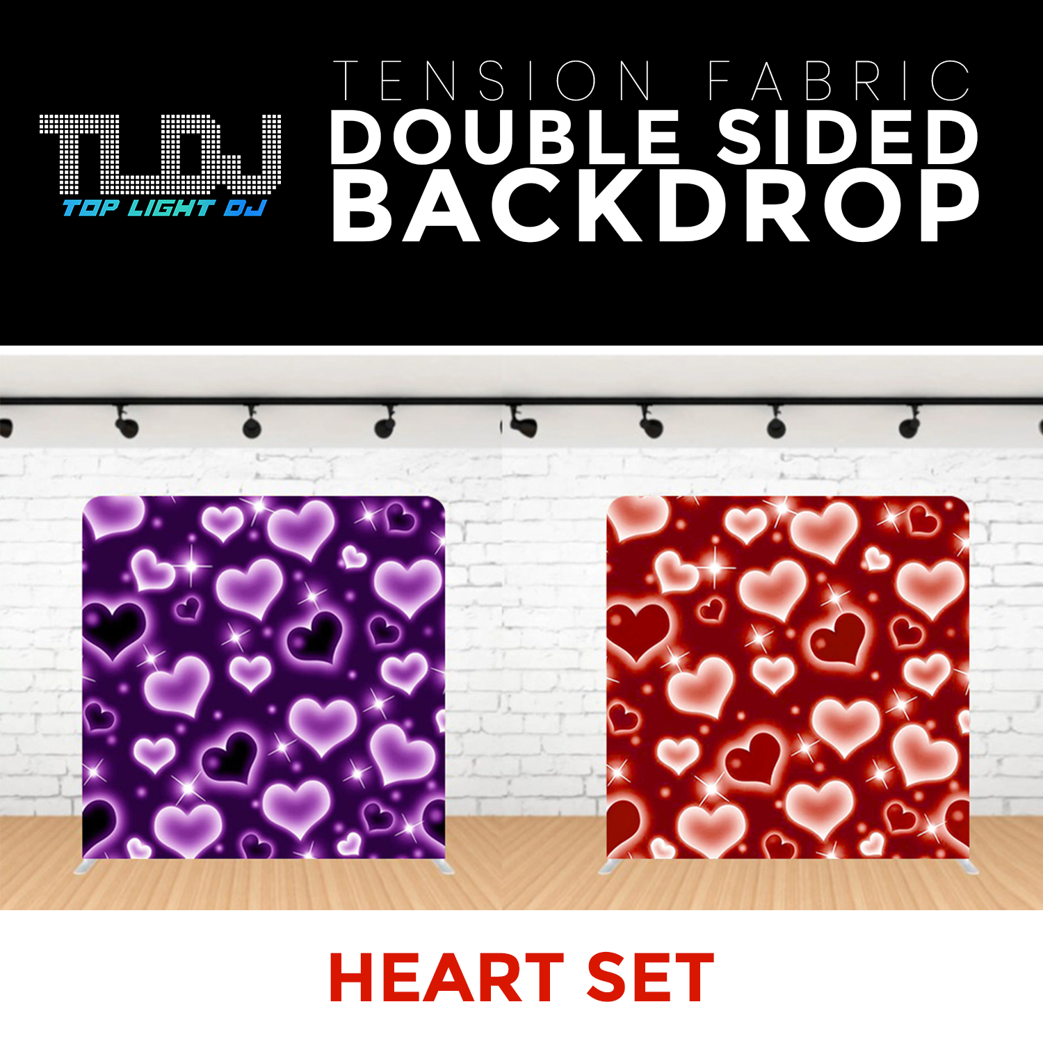 Heart Set1 - Double Sided Tension Fabric Photo Booth Backdrop