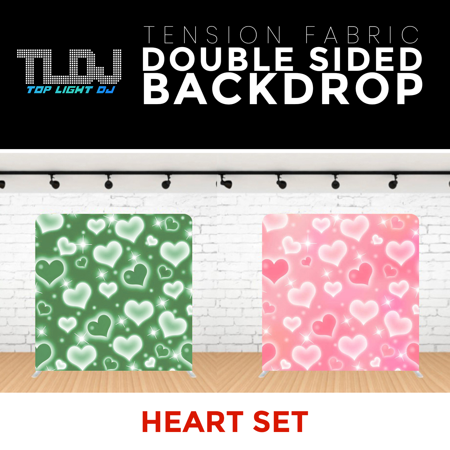 Heart Set2 - Double Sided Tension Fabric Photo Booth Backdrop