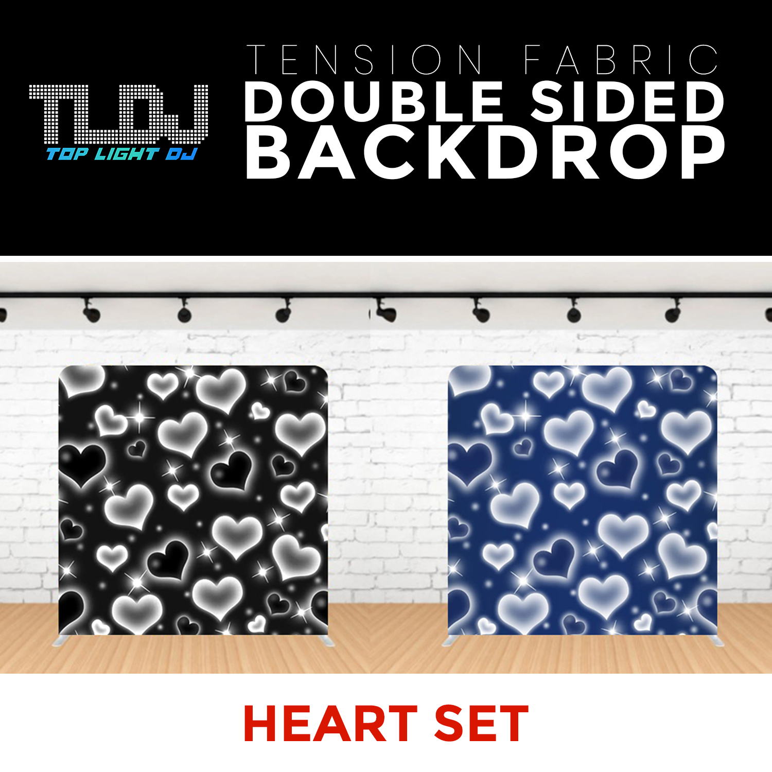 Heart Set3 - Double Sided Tension Fabric Photo Booth Backdrop