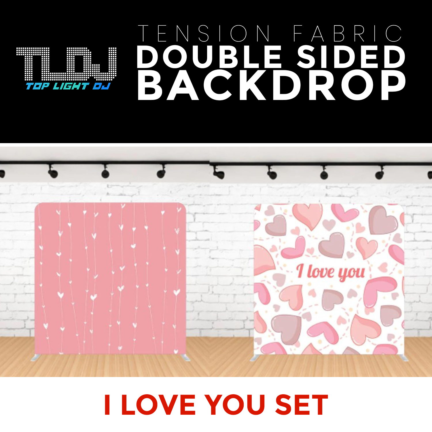 I Love You Set - Double Sided Tension Fabric Photo Booth Backdrop
