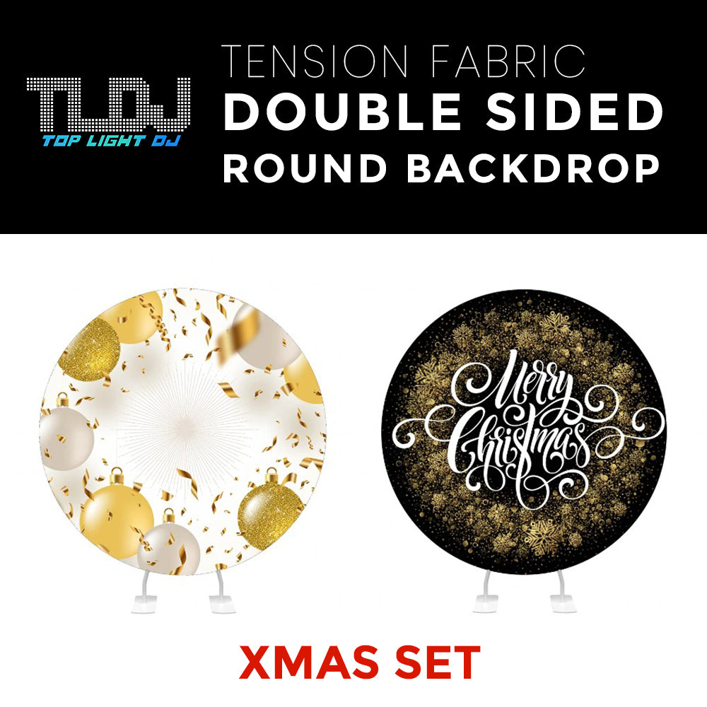 Christmas Set-2 Double Sided Round Tension Fabric Photo Booth Backdrop