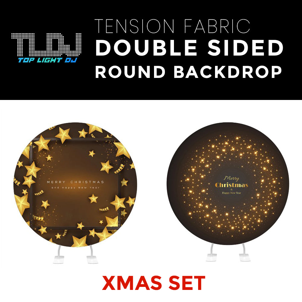 Christmas Set-3 Double Sided Round Tension Fabric Photo Booth Backdrop