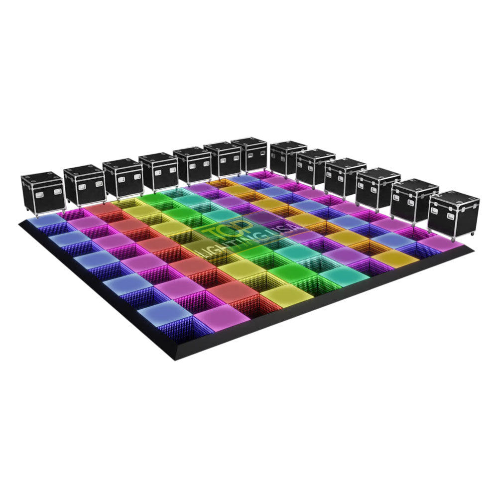 10x10ft 36 Panels 3D Infinity & Solid Top Light DJ Wireless LED Disco Dance Floor – Strong, Durable, and Water Resistant