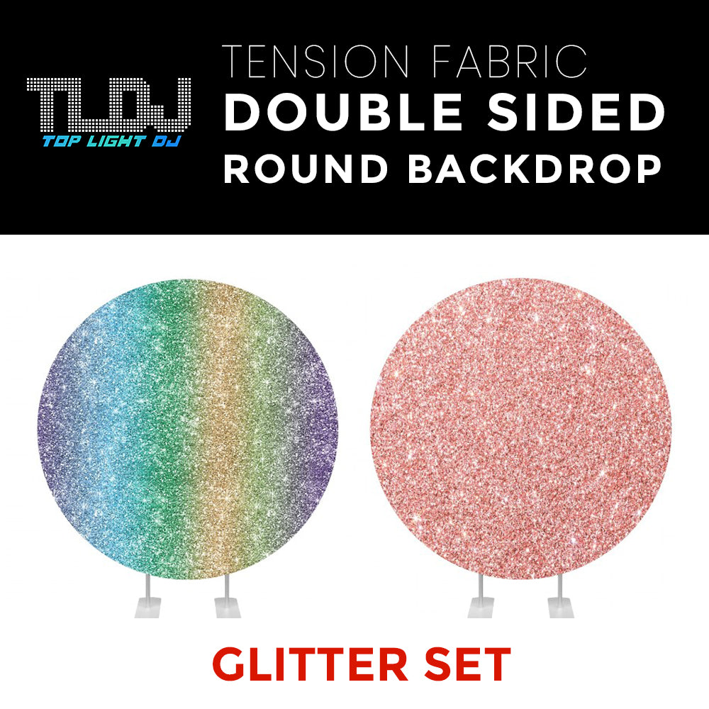 Glitter Set-4 Double Sided Round Tension Fabric Photo Booth Backdrop