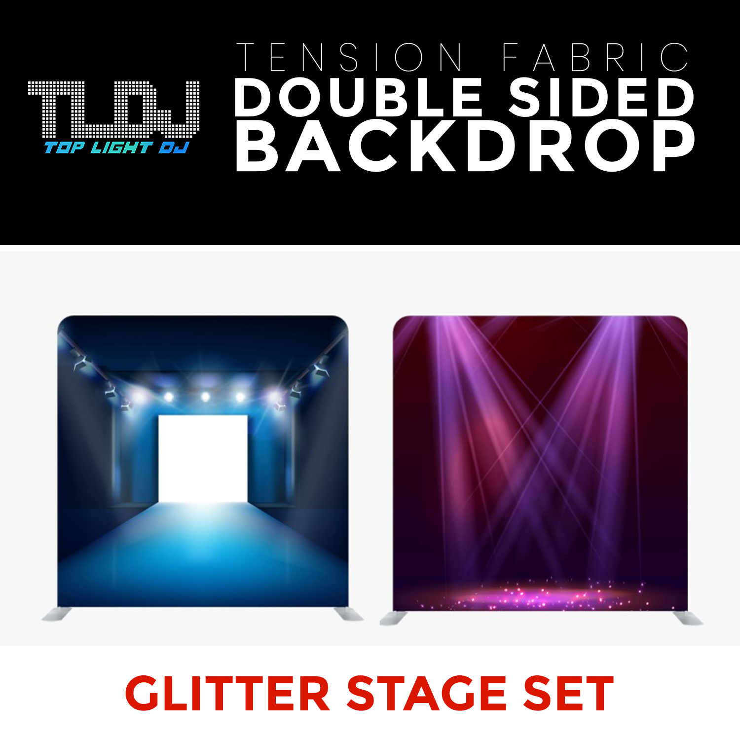 Glitter Stage Set7 - Double Sided Tension Fabric Photo Booth Backdrop