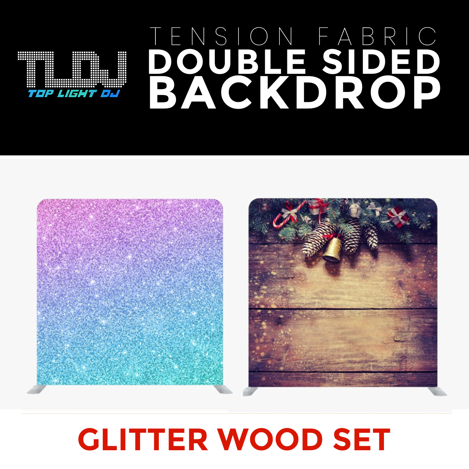 Glitter Wood Set - Double Sided Tension Fabric Photo Booth Backdrop