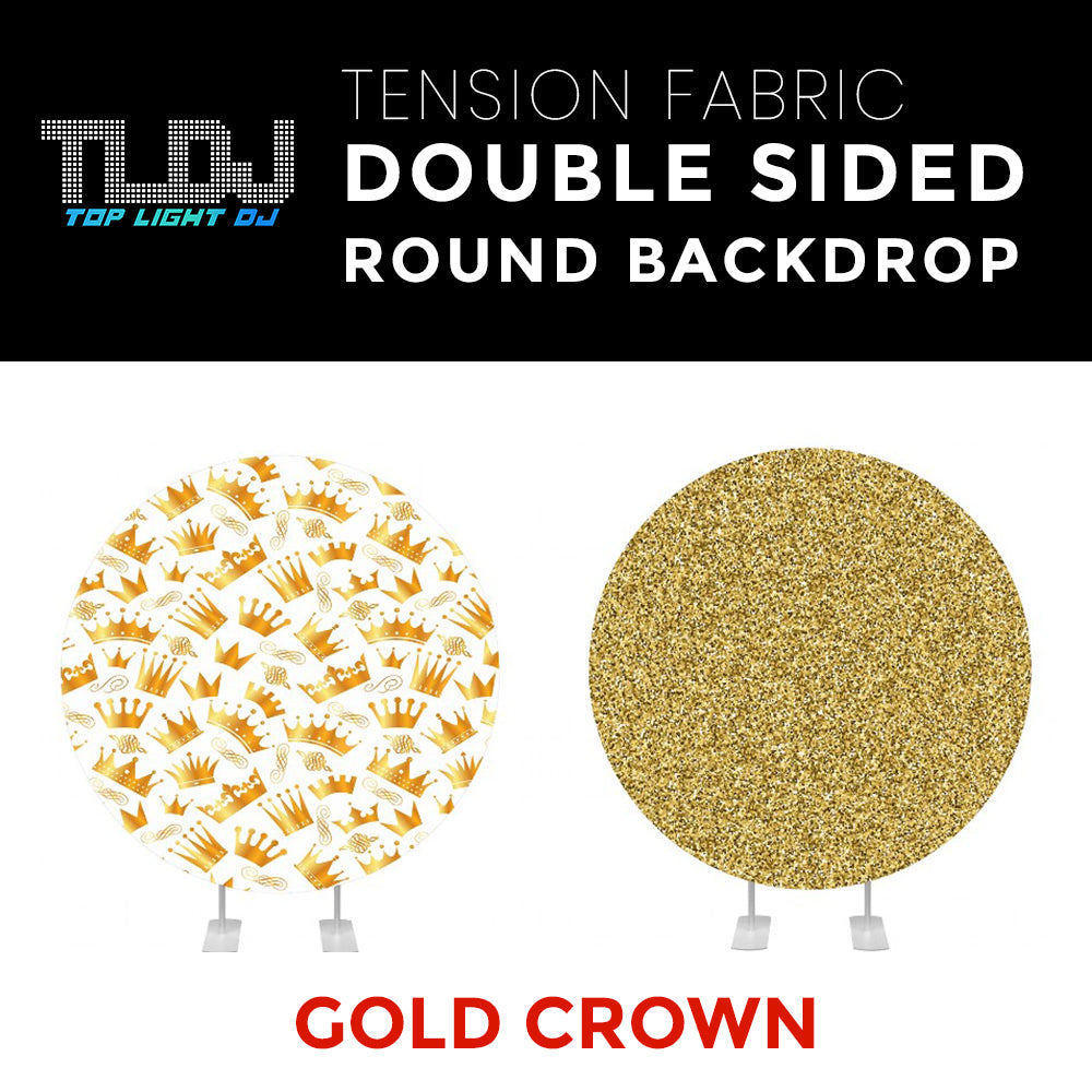 Gold Crown Double Sided Round Tension Fabric Photo Booth Backdrop