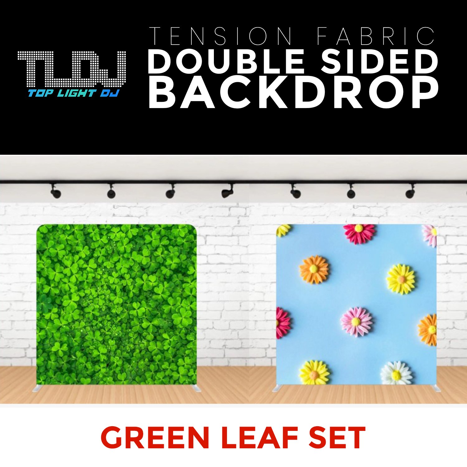 Green Leaf Set - Double Sided Tension Fabric Photo Booth Backdrop