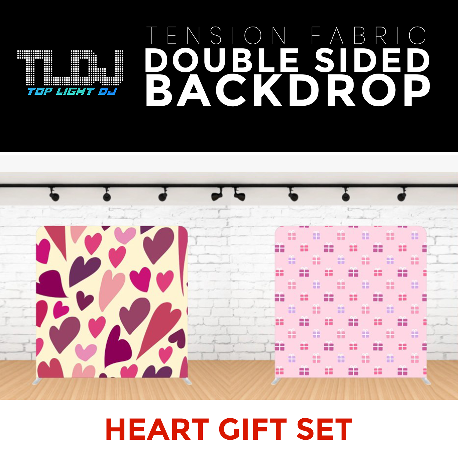 Heart Gift Set - Double Sided Tension Fabric Photo Booth Backdrop