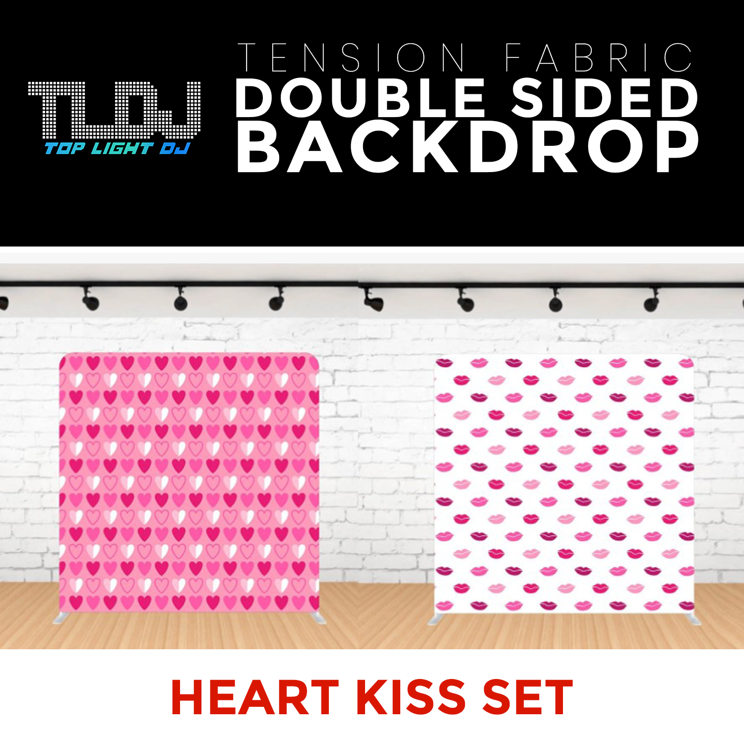 Heart Kiss Set - Double Sided Tension Fabric Photo Booth Backdrop